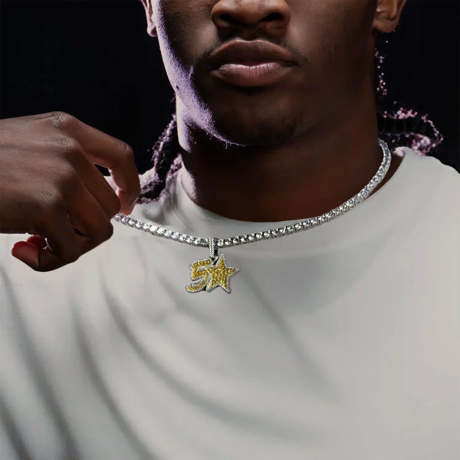 GLD X Bryce Underwood 5 Star Elite Pendant in White Gold