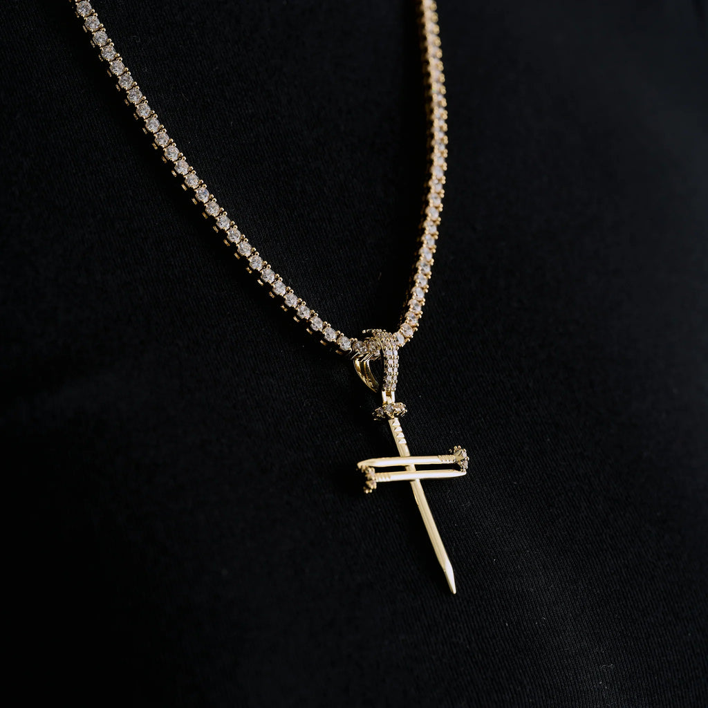 Nail Cross Pendant in Yellow Gold