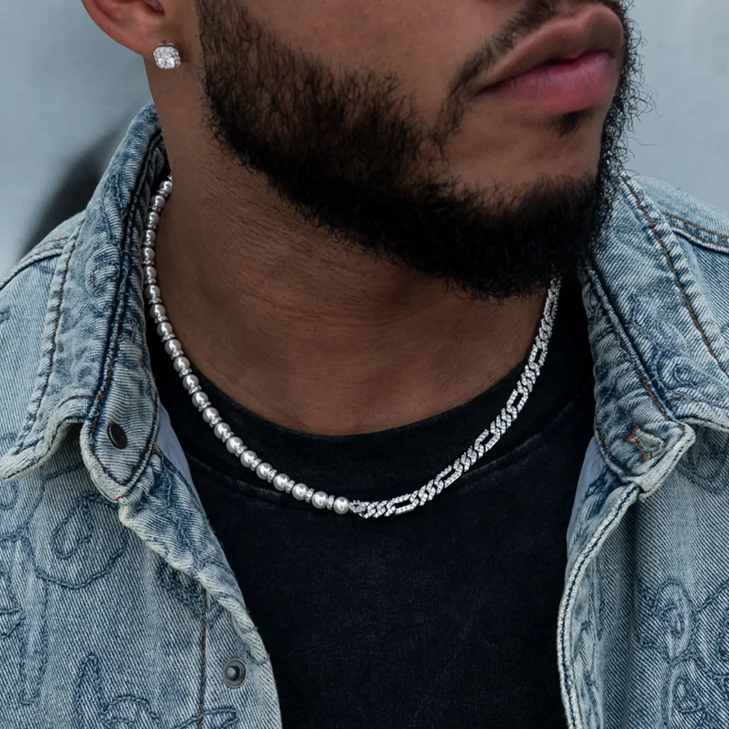 Diamond Figaro Pearl Chain