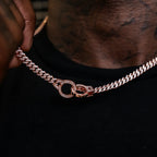 Iced Handcuff Diamond Prong Cuban Chain in Rose Gold
