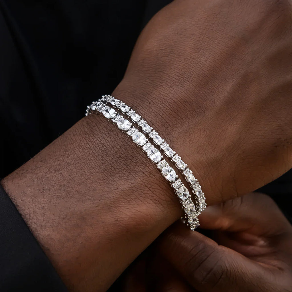 3mm + 5mm Diamond Mixed Oval Cut Tennis Bracelet Bundle