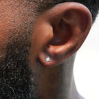 Round Cut Stud Earring in White Gold - 3MM