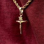 Rope Chain + Crucifix Pendant Bundle in Yellow Gold - 4mm