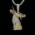 Extra Large Saint Michael Pendant in Yellow Gold