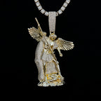 Extra Large Saint Michael Pendant in Yellow Gold
