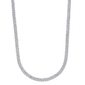Micro Diamond Prong Moissanite Cuban Chain in Sterling Silver - 6MM
