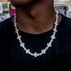 Rounded Cross Pave Star Chain in White Gold - 16mm