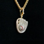 Iced Baseball Clip On Pendant in Yellow Gold