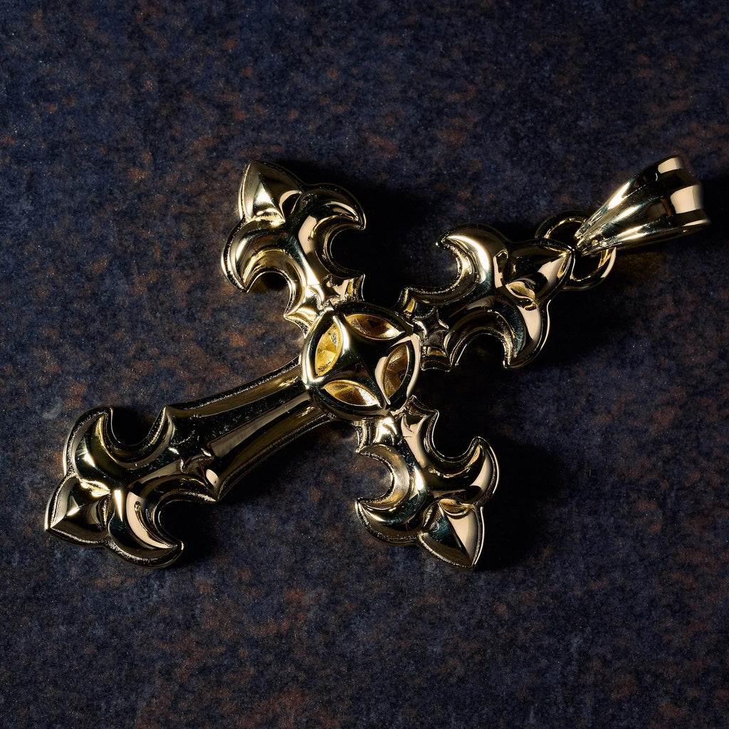 GLD X Bloody Osiris Large Cross Pendant in Yellow Gold Vermeil