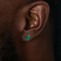 Emerald Round Cut Stud Earring in White Gold - 5mm