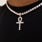 Iced Ankh Cross Pendant in Rose Gold