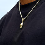 Iced Stitched Football Pendant in Yellow Gold