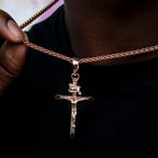 Large Crucifix Cross Pendant in Rose Gold