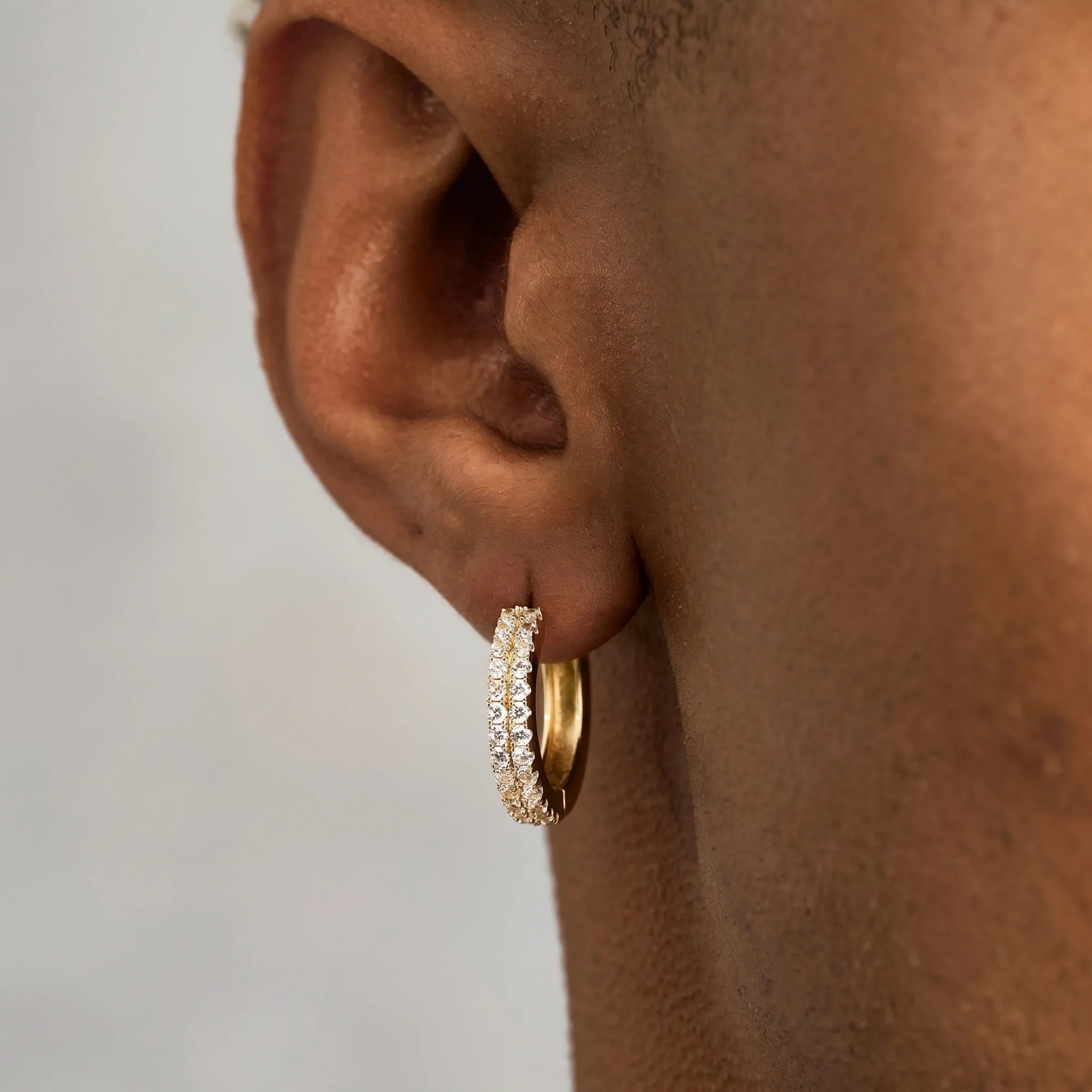 Double Row Hoop Earrings in Yellow Gold