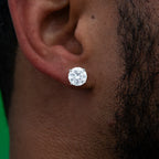 8MM Round Cut Moissanite Diamond Stud Earrings in Sterling Silver