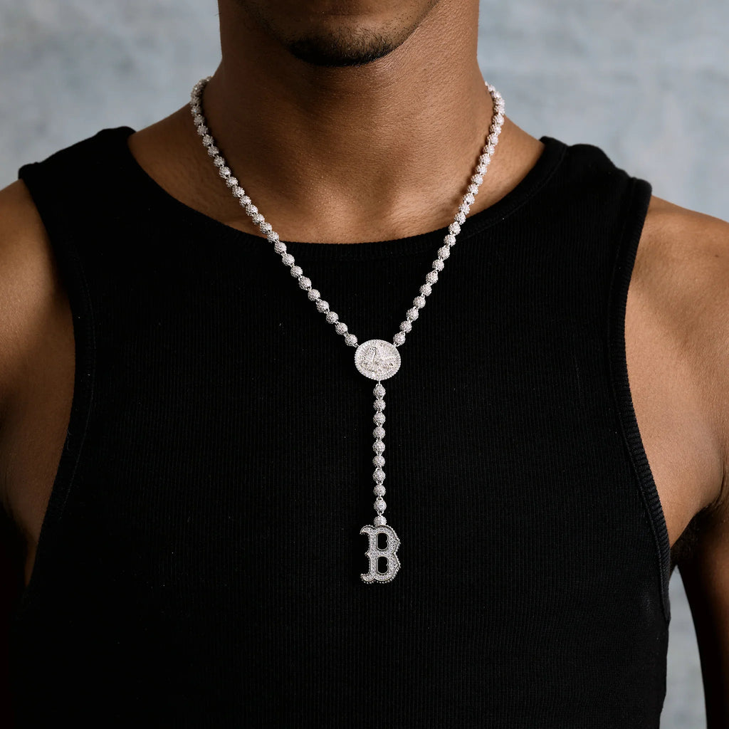 Boston Red Sox Official MLB Lariat in White Gold