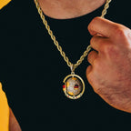 Diamond Germany Spinning Globe Flag Pendant in Yellow Gold