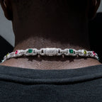 Diamond Multicolor Cluster Mariner Chain in White Gold