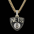 Brooklyn Nets Official NBA Logo Pendant in Yellow Gold