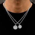 Saint Michael Coin and GLD Chief Coin Pendant Set in White Gold