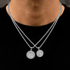 Saint Michael Coin and GLD Chief Coin Pendant Set in White Gold