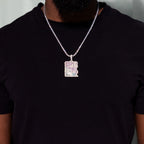 Iced 2026 Blue Ombre Stacked Super Bowl LX Official NFL Wordmark Pendant in White Gold