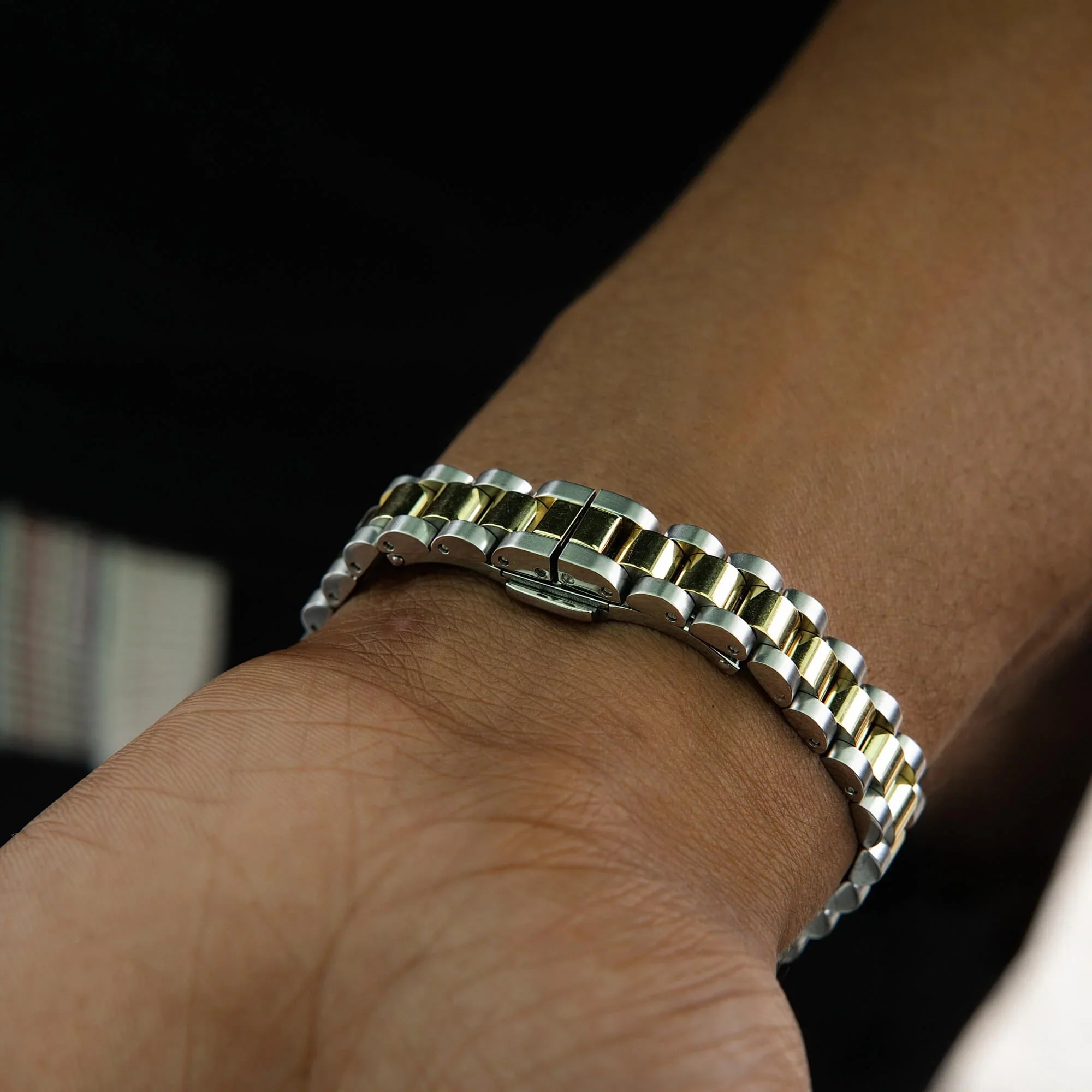 30MM Ethereal Iced Mother of Pearl Band Watch - White Gold/Gold
