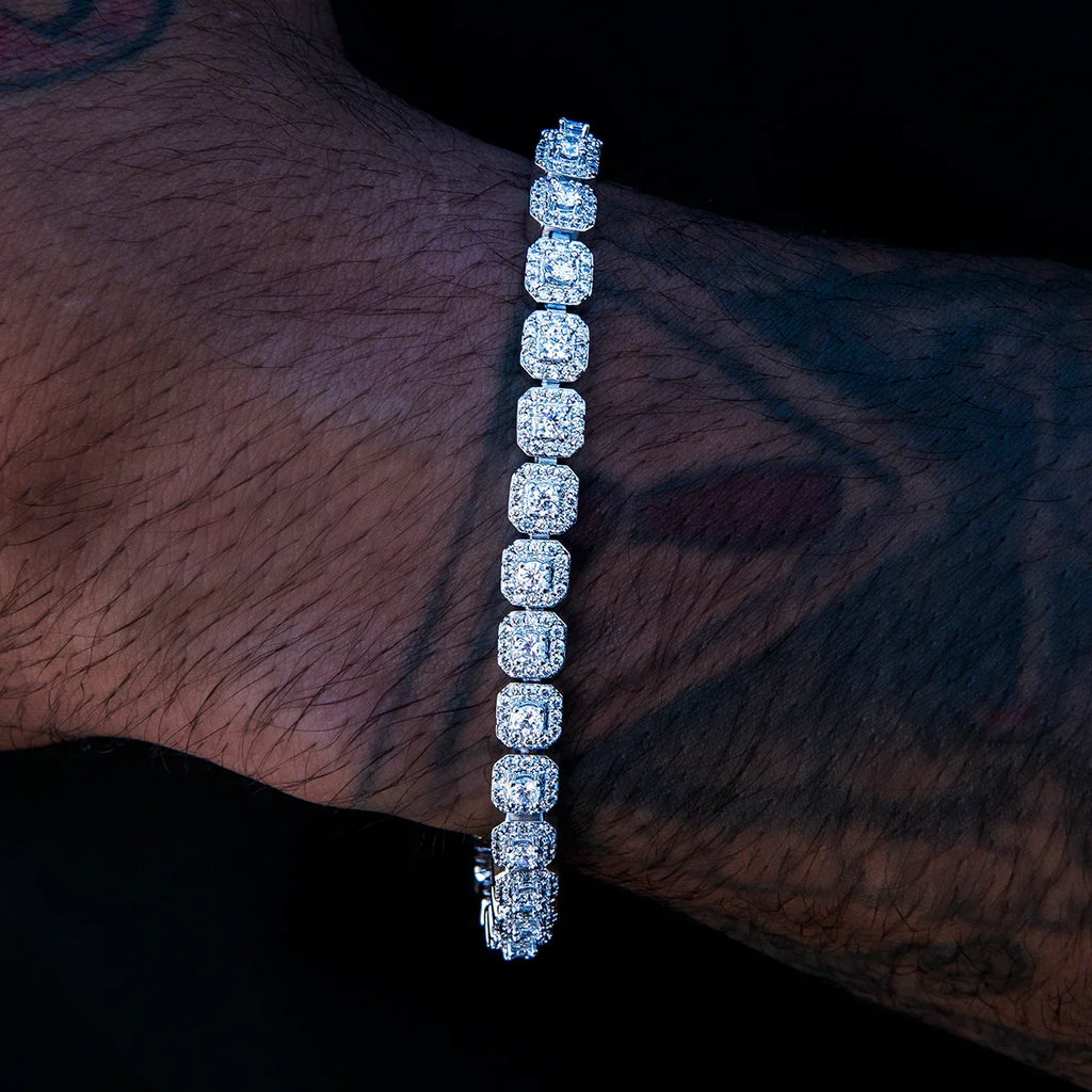 Clustered Moissanite Tennis Bracelet in Sterling Silver - 6MM