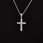 Micro Diamond Cross Pendant in White Gold