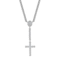 Men's Moissanite Micro Clustered Rosary Chain Necklace in White Gold Vermeil