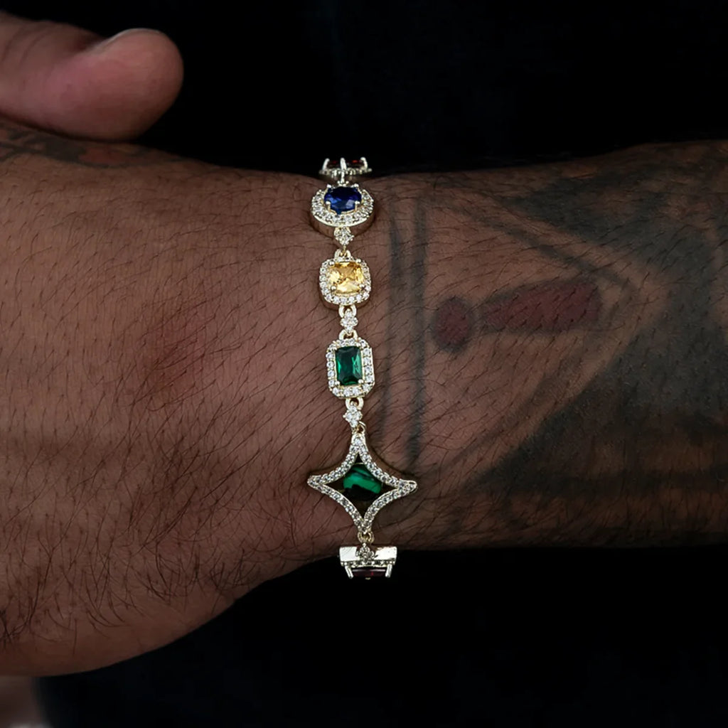 Colored Gemstone Chain Bracelet