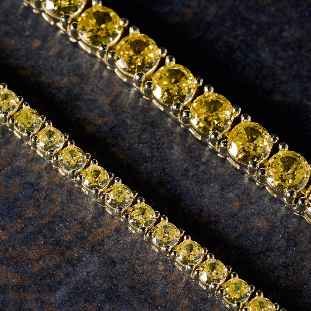 GLD X Bloody Osiris Iced Canary 5mm Diamond Tennis Chain in Yellow Gold Vermeil