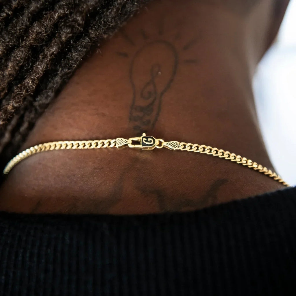 Micro Cuban Chain + Bracelet in Yellow Gold- 3mm