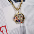 Diamond USA Spinning Globe Flag Pendant in Yellow Gold