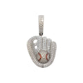Men's Moissanite Baseball Pendant in White Gold Vermeil