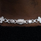 Baguette Cross Evil Eye Chain in White Gold - 16mm