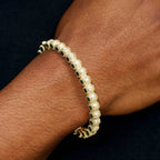 Emerald Iced Multi Dimensional Bangle Bracelet in Yellow Gold