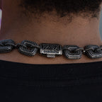 Iced Square Link Chain in Black - 17MM
