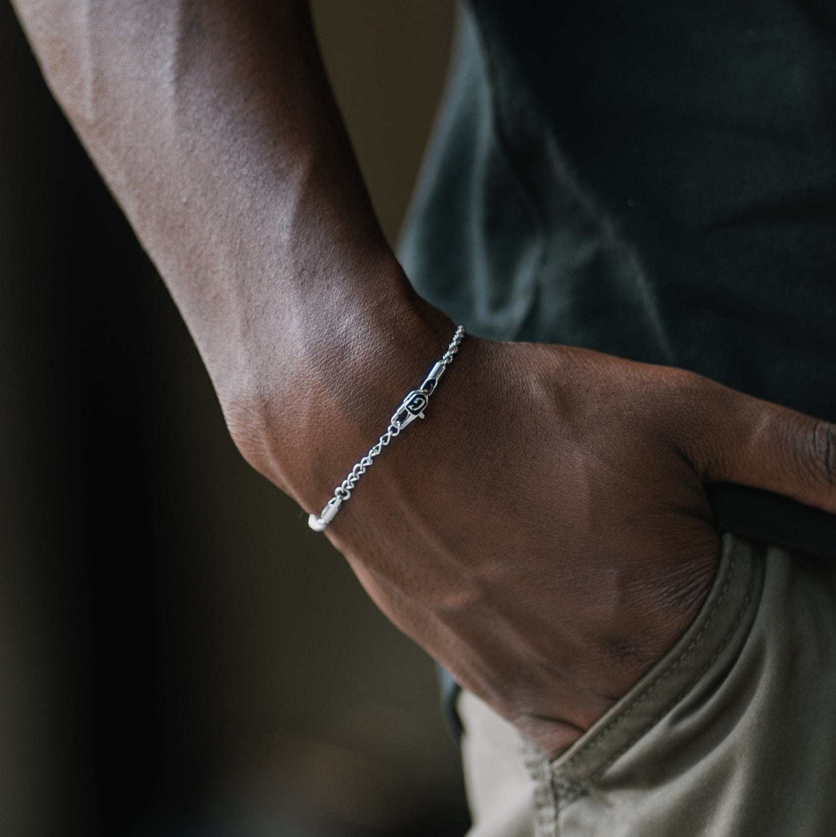 Rope Bracelet in White Gold (Adjustable)- 2mm