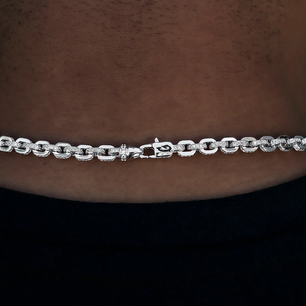 Iced Box Chain in White Gold