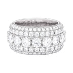 Moissanite 5 Layer Diamond Band Ring in Sterling Silver