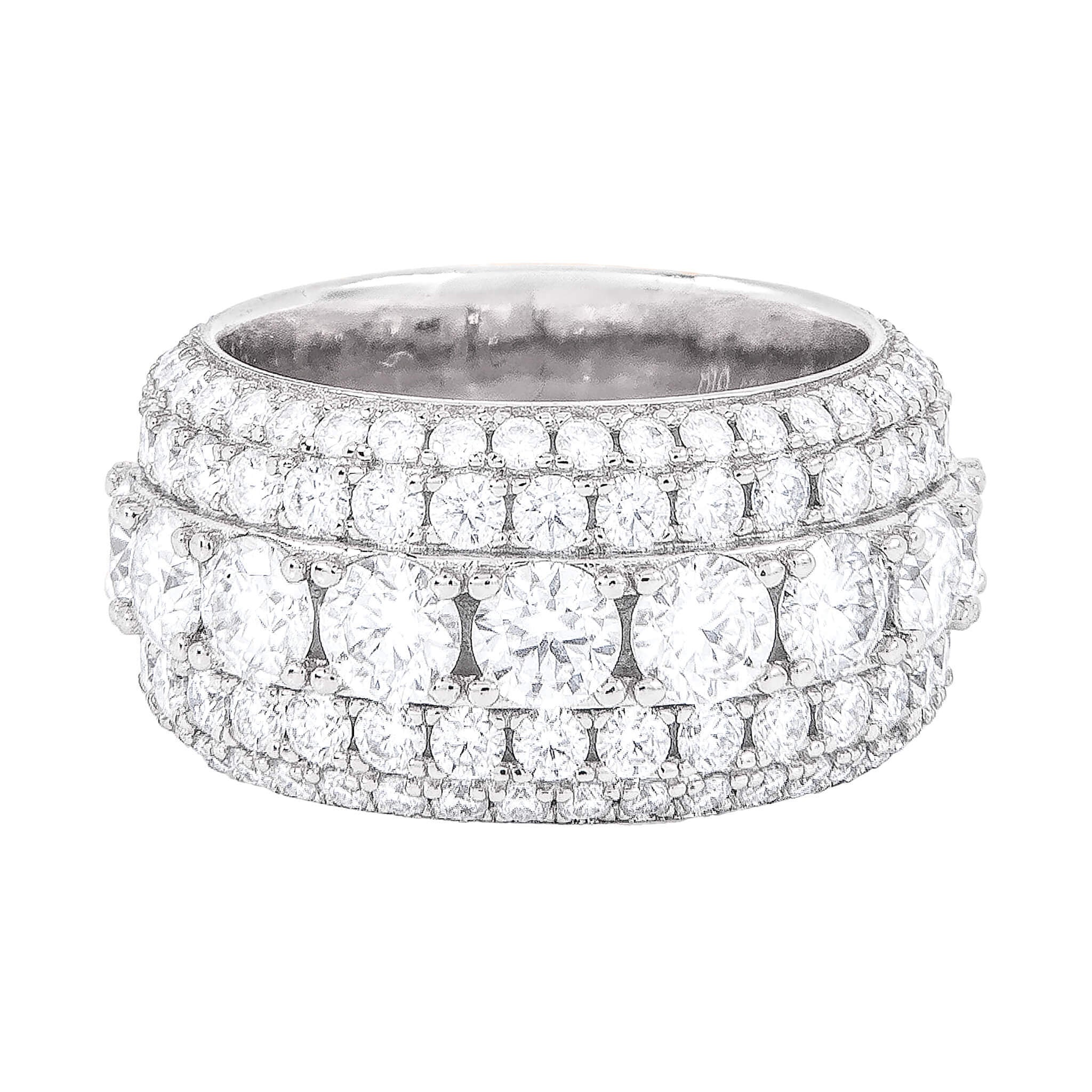 Moissanite 5 Layer Diamond Band Ring in Sterling Silver