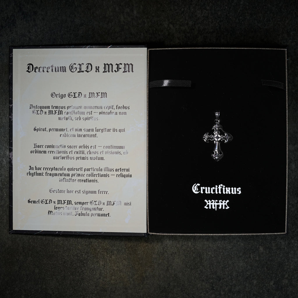 GLD X Bloody Osiris Large Cross Pendant in White Gold Vermeil