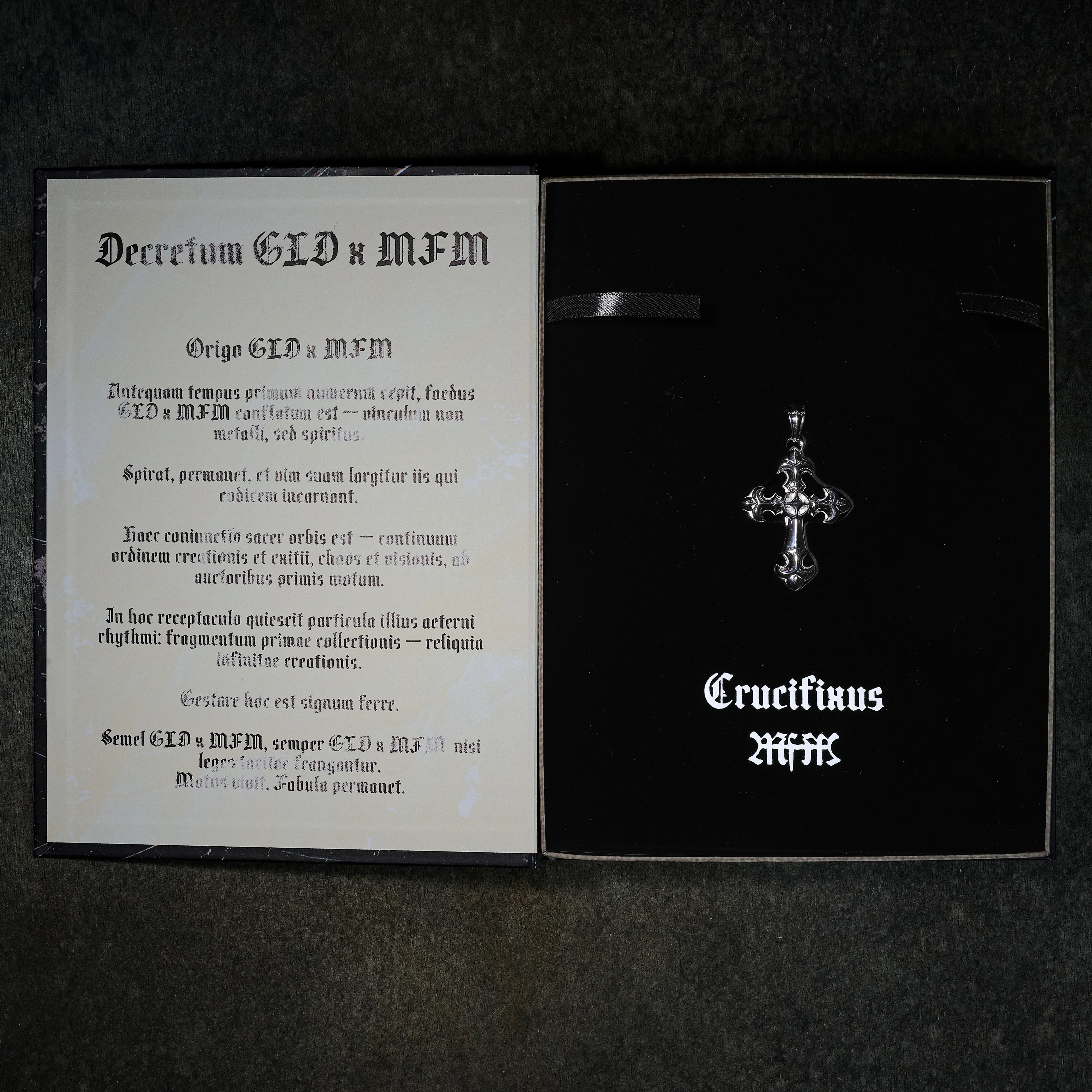 GLD X Bloody Osiris Large Cross Pendant in White Gold Vermeil