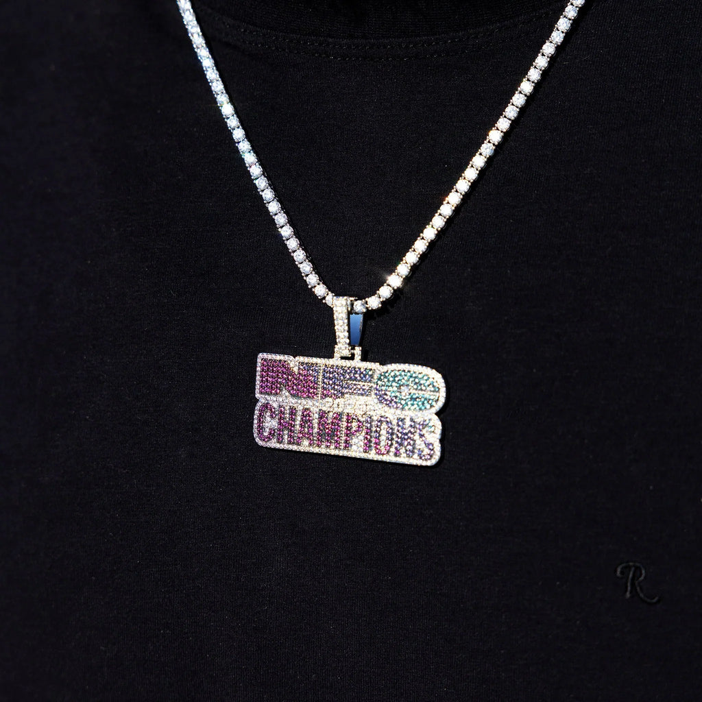 Iced 2025 NFC Champions Official NFL Pendant in White Gold