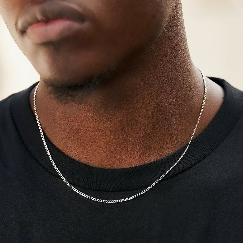 Micro Cuban Chain in White Gold - 2mm