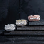 Men's Moissanite 5 Layer Diamond Band Ring in Rose Gold Vermeil
