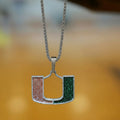 Large Miami Hurricanes Logo Pendant in White Gold