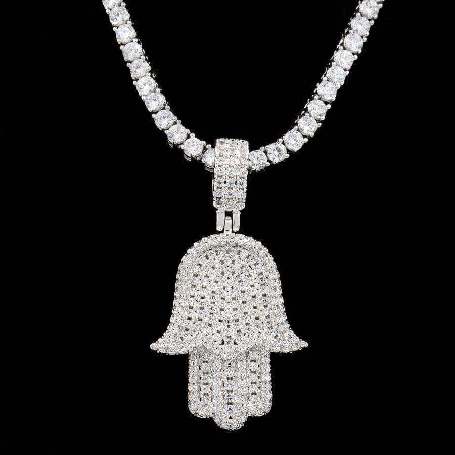 Hamsa Pendant in White Gold