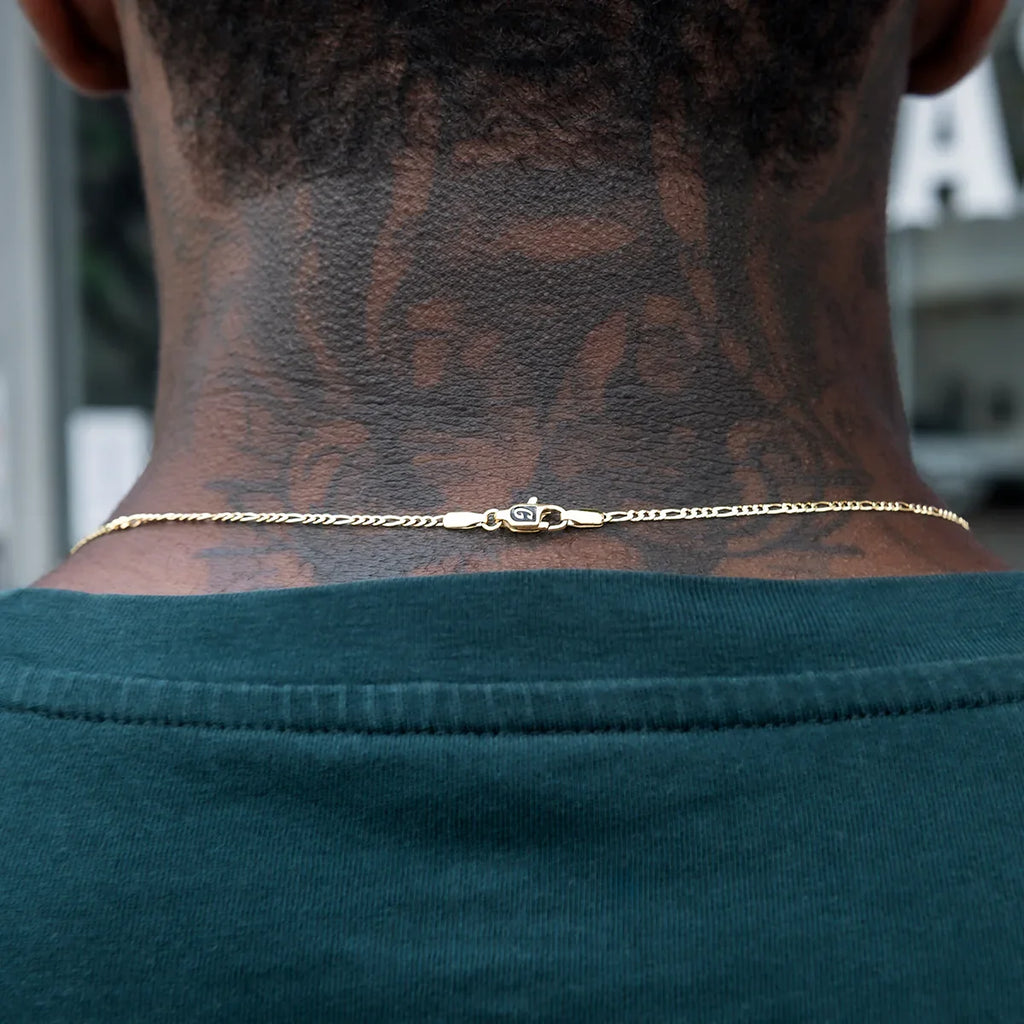 Figaro Chain + Bracelet Bundle in Yellow Gold- 2mm